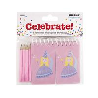 Unique Princess Notebook Pencil Party Favours 4pk