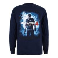 Uncharted 4 Men\'s Cover Logo Long Sleeve Top - Navy - L