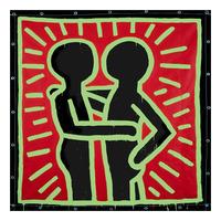 untitled 1982 couple in black red and green by keith haring