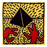 untitled 1982 red dogs with pyramid by keith haring