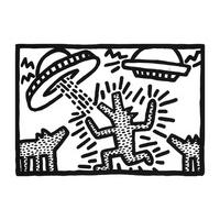 untitled 1982 dogs with ufos by keith haring