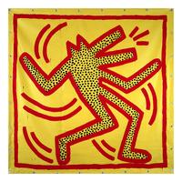 Untitled, 1982 (red dog on yellow) by Keith Haring