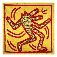 untitled 1982 red dog on yellow by keith haring