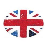 Union Jack Oval Iron On Patches Red, White & Blue