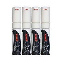 Uni-Ball PWE-8K Chalk Marker Broad Chisel Tip Line Width 8mm (White) Pack 4