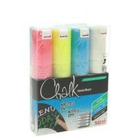 Uni PWE-8K Chalk Marker Broad Chisel Tip Line Width (8mm) Assorted (Wallet of 4)