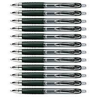 Uni-ball Signo 207 Black Retractable Gel Rollerball Pen (Fine 0.7mm Tip) (12 Pack)