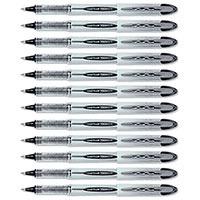 Uni-ball UB200 Black Rollerball Vision Elite Liquid Ink Pen (0.6mm Tip) (12 Pack)