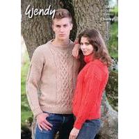 Unisex Cable Sweaters in Wendy Merino Chunky (5846)