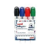 Uni Inkview Whiteboard Dry Wipe Markers 4 Pack