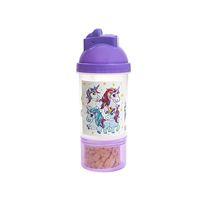 Unicorn Design Children\'s Bottle With Snack Compartment And Straw