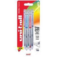 Uni-Ball Signo TSI UF-220 Erasable Rollerball Pen with Twin Tip Eraser (Assorted Colours) Pack of 5
