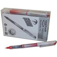 Uni-Ball Eye Needle UB-187S Fine Rollerball Pen Line Width (0.5mm) Tip Width (0.7mm) Red (Pack of 14 Pens)