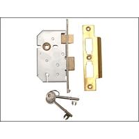 UNION 2277 3 Lever Mortice Sash Lock Polished Brass 65mm 2.5in Visi