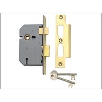 UNION 2277 3 Lever Mortice Sash Lock Polished Brass 65mm 2.5in Box