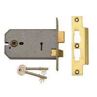 Union 3 Lever Horizontal Mortice Lock 149mm Polished Brass