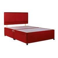 Universal Red Suede Divan Base Kingsize 2 Drawer