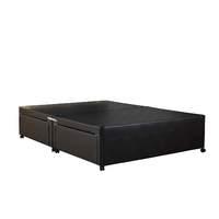 Universal Black Leather Divan Base Small Double 4 Drawer