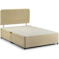 Universal Suede Deluxe Divan Base Double - No Drawers - Stone