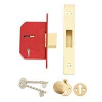 union 64mm brass effect 5 lever mortice deadlock