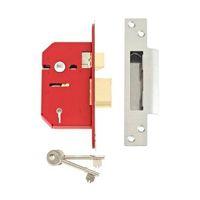 union 64mm stainless steel effect 5 lever mortice sashlock