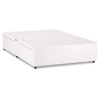 Universal White Leather Divan Base 2 Drawer - Small Single - White