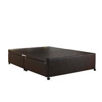 Universal Brown Leather Divan Base Double 2 Drawer