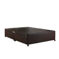 Universal Brown Leather Divan Base No Drawer - Small Double - Brown