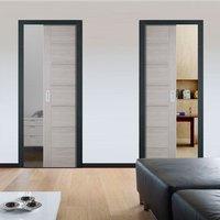 Unilateral Pocket Hampshire Light Grey Doors - Prefinished