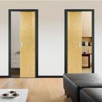 Unilateral Pocket Hermes Oak Veneer Doors - Prefinished