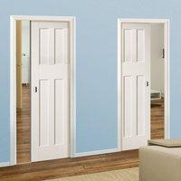 Unilateral Pocket DX60\'s Style White Primed Panel Doors