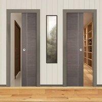 Unilateral Pocket Chocolate Grey Alcaraz Doors - Prefinished