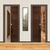 unilateral pocket monaco walnut veneer doors prefinished