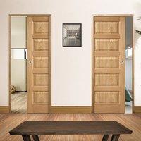 Unilateral Pocket Contemporary 5P Oak Veneered Doors - Prefinished