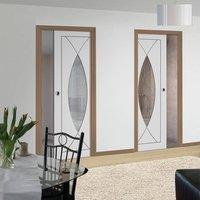 Unilateral Pocket Pesaro Door - Clear Glass - Primed