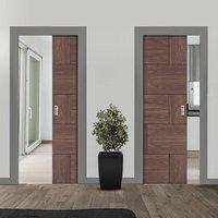 Unilateral Pocket Ravenna Walnut Veneer Door - Prefinished