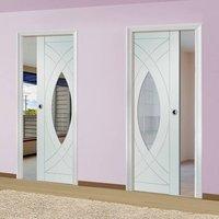 Unilateral Pocket Treviso Door - Clear Glass - Primed