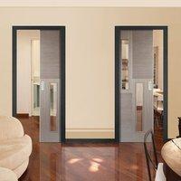 unilateral pocket hermes chocolate grey doors 2l clear glass prefinish ...