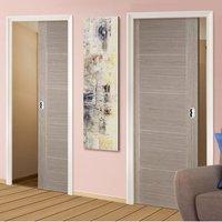 Unilateral Pocket Light Grey Vancouver Doors - Prefinished