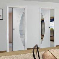 Unilateral Pocket Salerno Door - Clear Glass - Primed