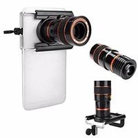 Universal HD 8X Adjustable focus Optical Telescope Mobile Phone Camera Lens with Clip Suitable for iPhone and Android Phones