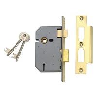 Union Locks 2277 3 Lever Mortice Sash Lock 77.5mm - Polished Brass (Boxed)