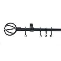 Universal Extendable Cage Finial Metal Curtain Pole 120 210cm Black 13/16mm