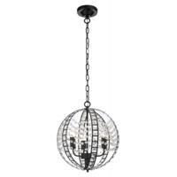 Unique Dark Bronze Pendant Light with Clear Crystal Glass Decoration