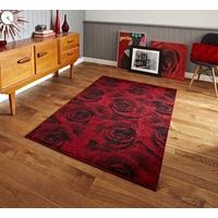 Unique Stylish Colourfast 3D Printed Red Rose Rug - Tolka 120cm x 170cm (3ft\'11\
