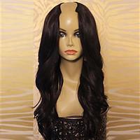 Unprocessed 8A 100% Virgin Human Hair Brazilian Long Natural Black Color hair U Part Wigs wavy wig For Women