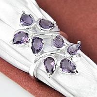 Unique Amethyst Gemstone Silver Ring 1PC