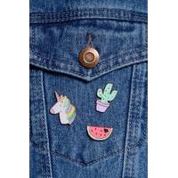 Unicorn Cactus Watermelon Pin Badge Set - multi