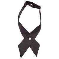 Unisex Plain Black Satin Crossover Bow Tie