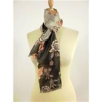 Unbranded Double Faced Skinny Floral Mink, Pink and Grey Silk Scarf